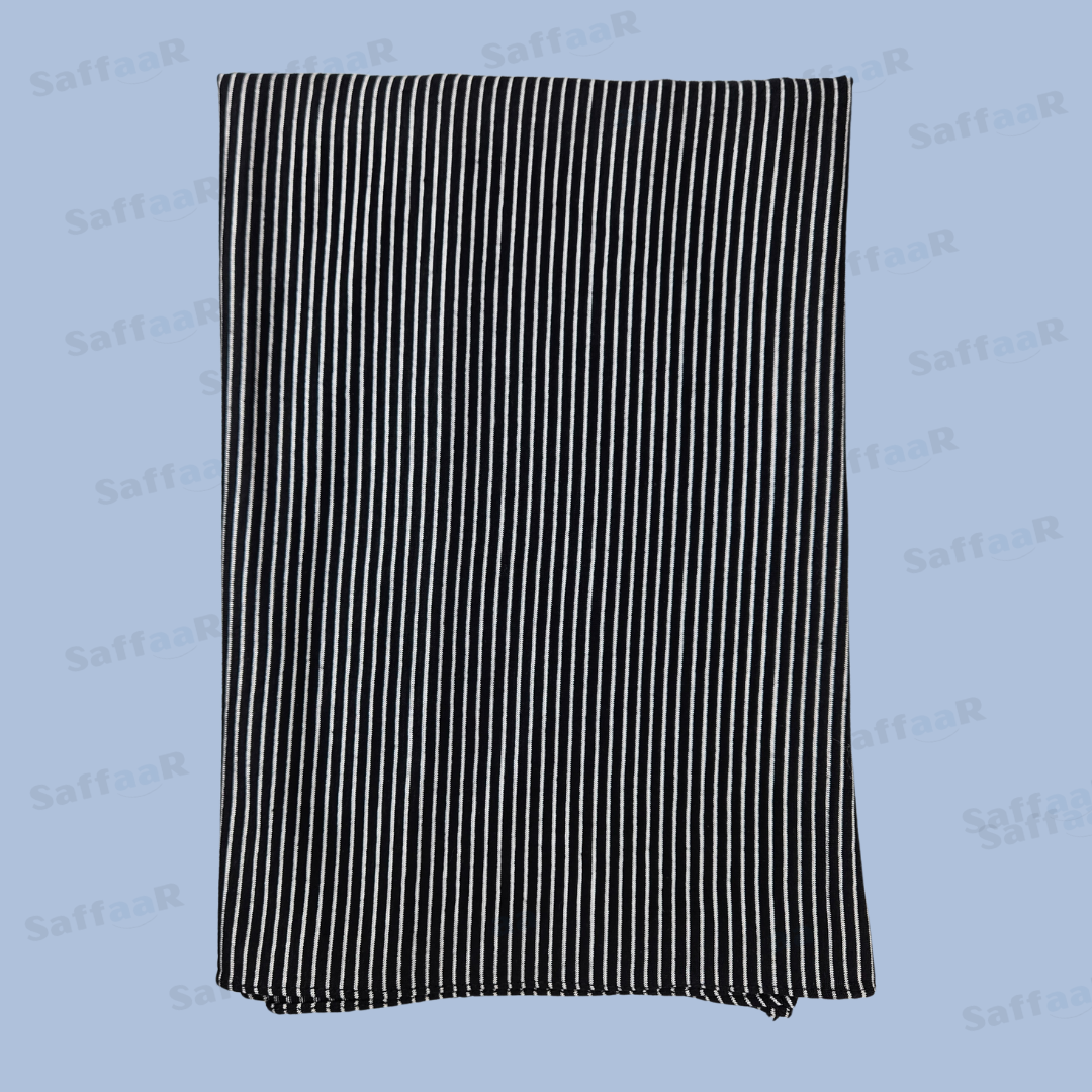 Iconic Black/White Stripes Double Stretch Cotton Hijab